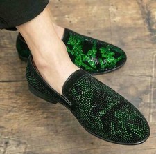 Men's Dress Shoes Loafers Glitter Rhinestones Flats Outdoor Casual Party Oxfords