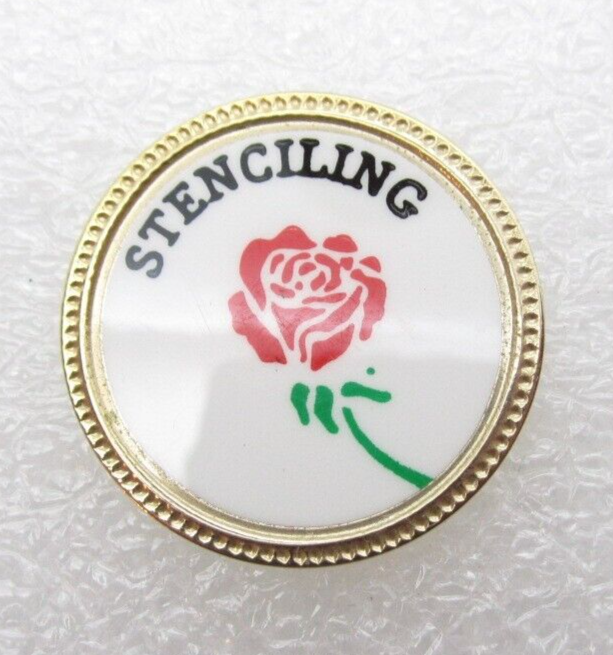 Stenciling Red Rose Flower Lapel Pin (C630)