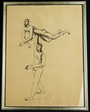 Aktdarstellung/Akrobaten, 1951. Waldemar GRZIMEK (1918-1984 D), handsigniert