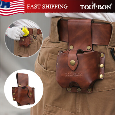 TOURBON Leather 10M Tape Measuring Hanger Holder Tool Belt Carry Pouch Holster