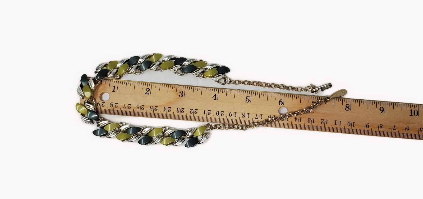 Thermoset Moonglow Lucite Choker Necklace Yellow Green Gold Tone ...
