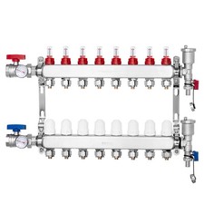 VEVOR 8-Branch Radiant Heat Manifold 1/2" PEX Tubing Floor Heating Manifold Set