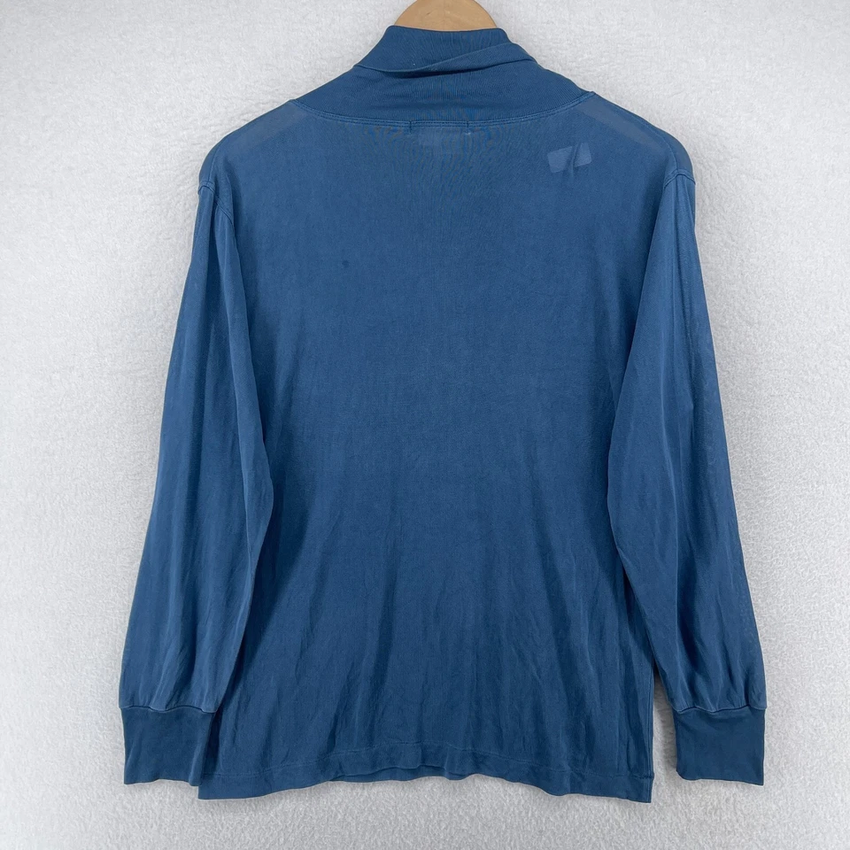 WINTERSILKS Top Mujer M Pura Seda Jersey Cuello Alto Capa Base Manga Larga Azul Foto 2 de 4