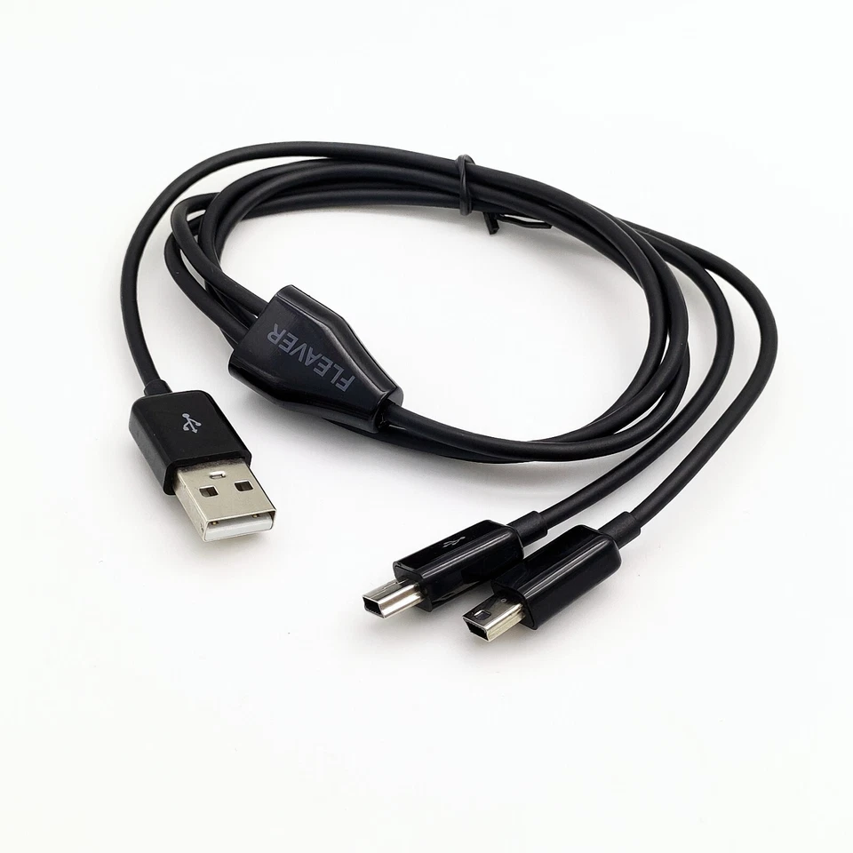 FLEAVER 1m 3ft 2 in 1 Dual Mini USB Splitter Cable Power 2 Mini USB Devices - Image 2 of 4