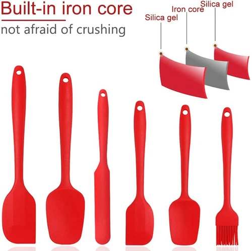 6Pcs Kitchen Spatula Silicone Utensils Kit,Heat Resistant Rubber for Baking Cook - Picture 2 of 6