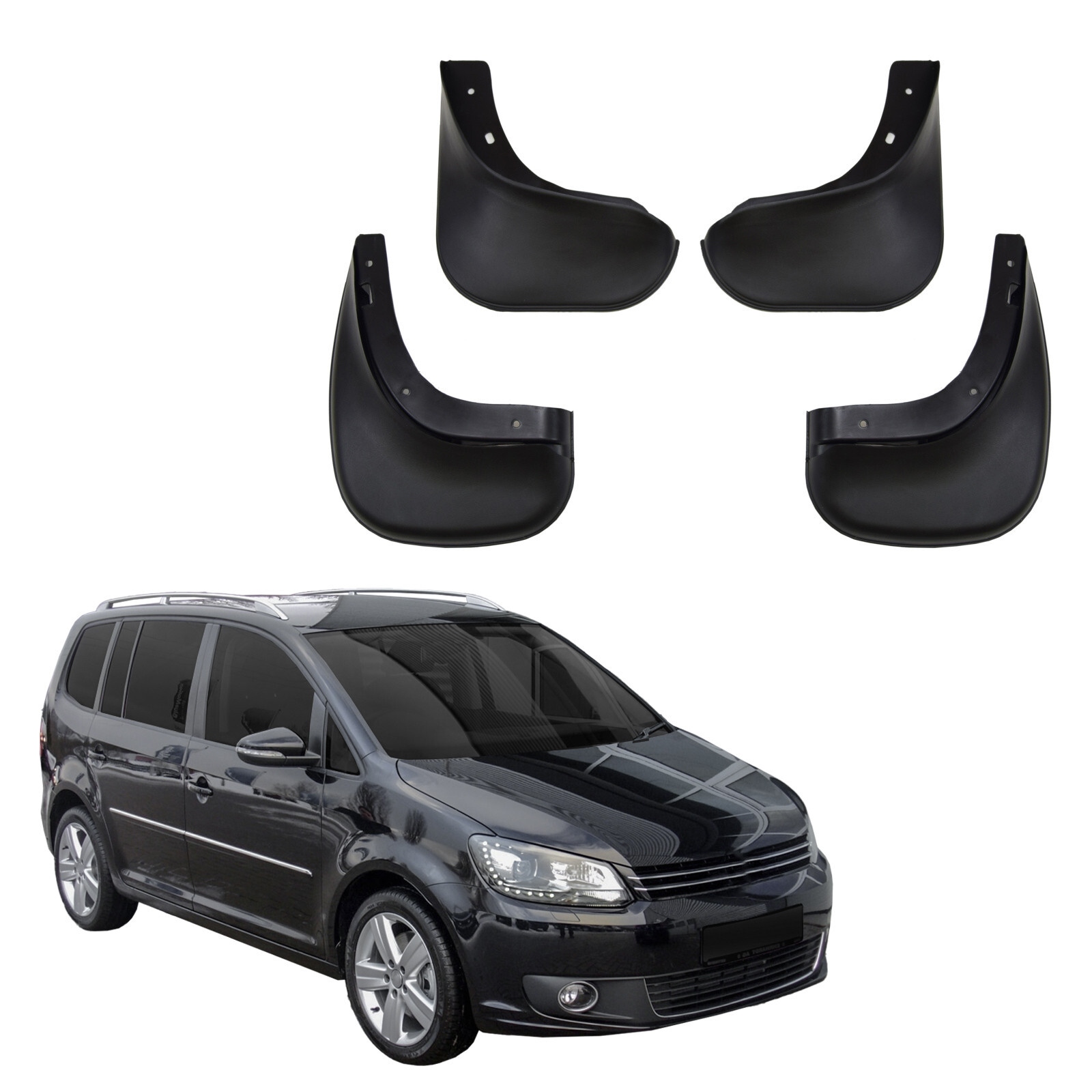 Bavettes garde-boue VW Touran 2006-2015 de qualité supérieure finition noire texturée robuste