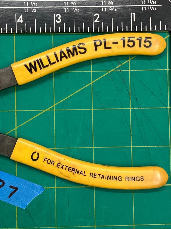 Alicates de anillo de retención externos de 8" Williams PL-1515 de colección empuñaduras amarillas herramienta de EE. UU. Foto 2 de 4