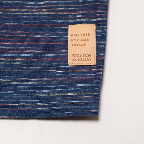 Scotch & Soda Camp Collar Shirt Size L Men Blue Linen Cotton S/S - Picture 5 of 6