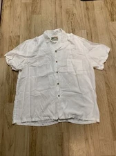 VTG Paradise Found Hawaiian Shirt Size XL Pure White Aloha Fern Leaf Short Sleev