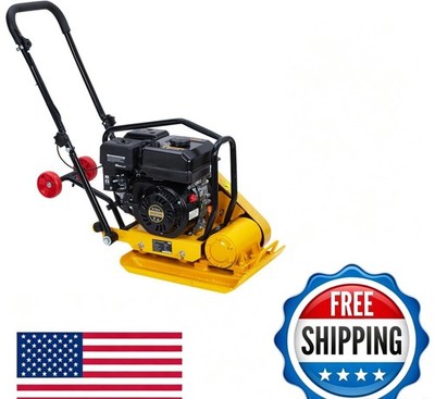  7HP Plate Compactor, 212CC Gas-Powered Jumping Jack Tamper with Wheels, 22.1