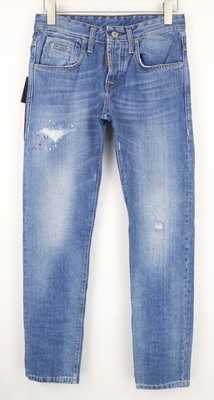TAKESHY KUROSAWA TK72 Men's Jeans W30 Blue Distressed Tapered Non-Stretch Slim *