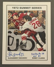 Alexander Yakushev Bobby Clarke Dual Signed 1972 Summit Series Print w COA