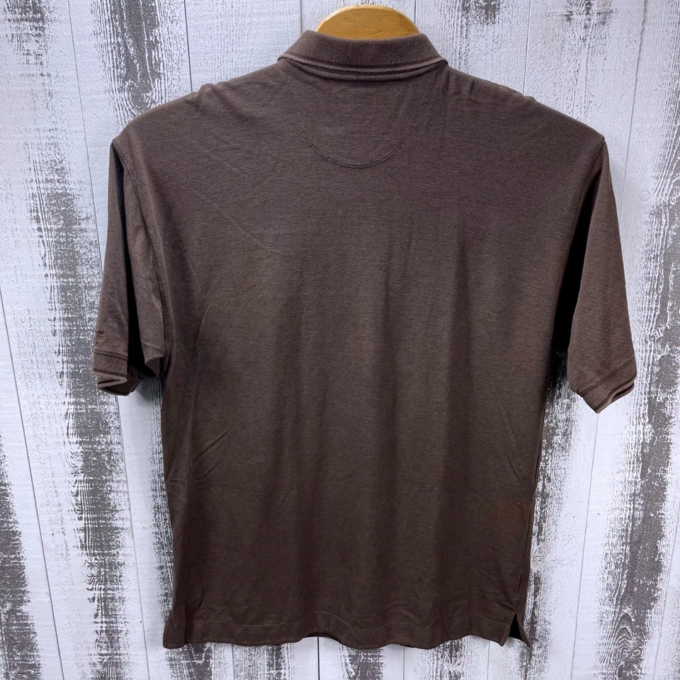 Tommy Bahama Men's XL Brown 100% Cotton Polo Shirt Embroidered Palm Tree - Image 3 of 4