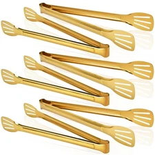 6 Pack Gold Serving Tongs, 12.9 Inch Stainless Steel Salad Tongs, Food Tong S...