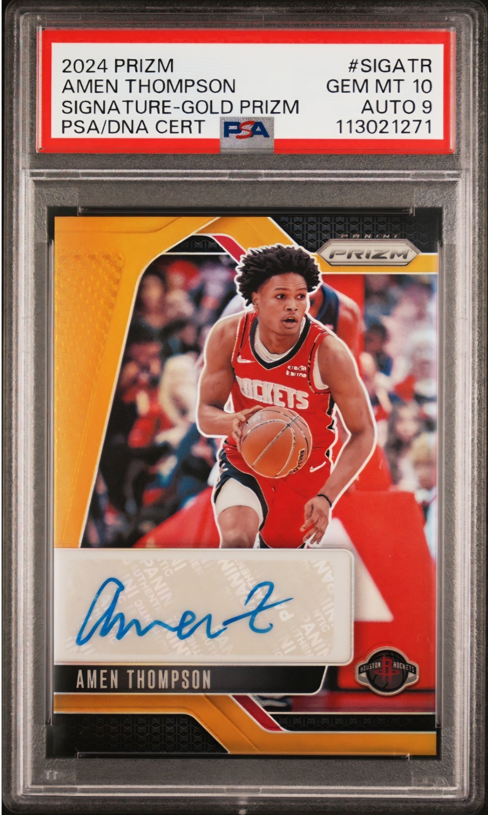 2024 Panini Prizm Amen Thompson Signature - Gold /10 - PSA 10 / AUTO 9