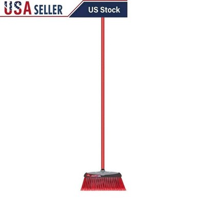 Rectangular Plastic Broom Heavy Duty Metal Handle Fine Bristles Dust Sweeping US