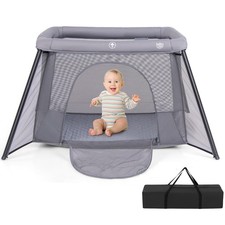 2 in 1 Travel Crib, Portable Baby Playpen with Soft Washable Mattress, Foldab...