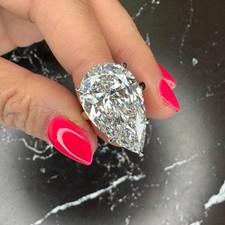 Huge 8CT Pear Cut Real Moissanite 14k Gold Plated Hidden Halo Engagement Ring