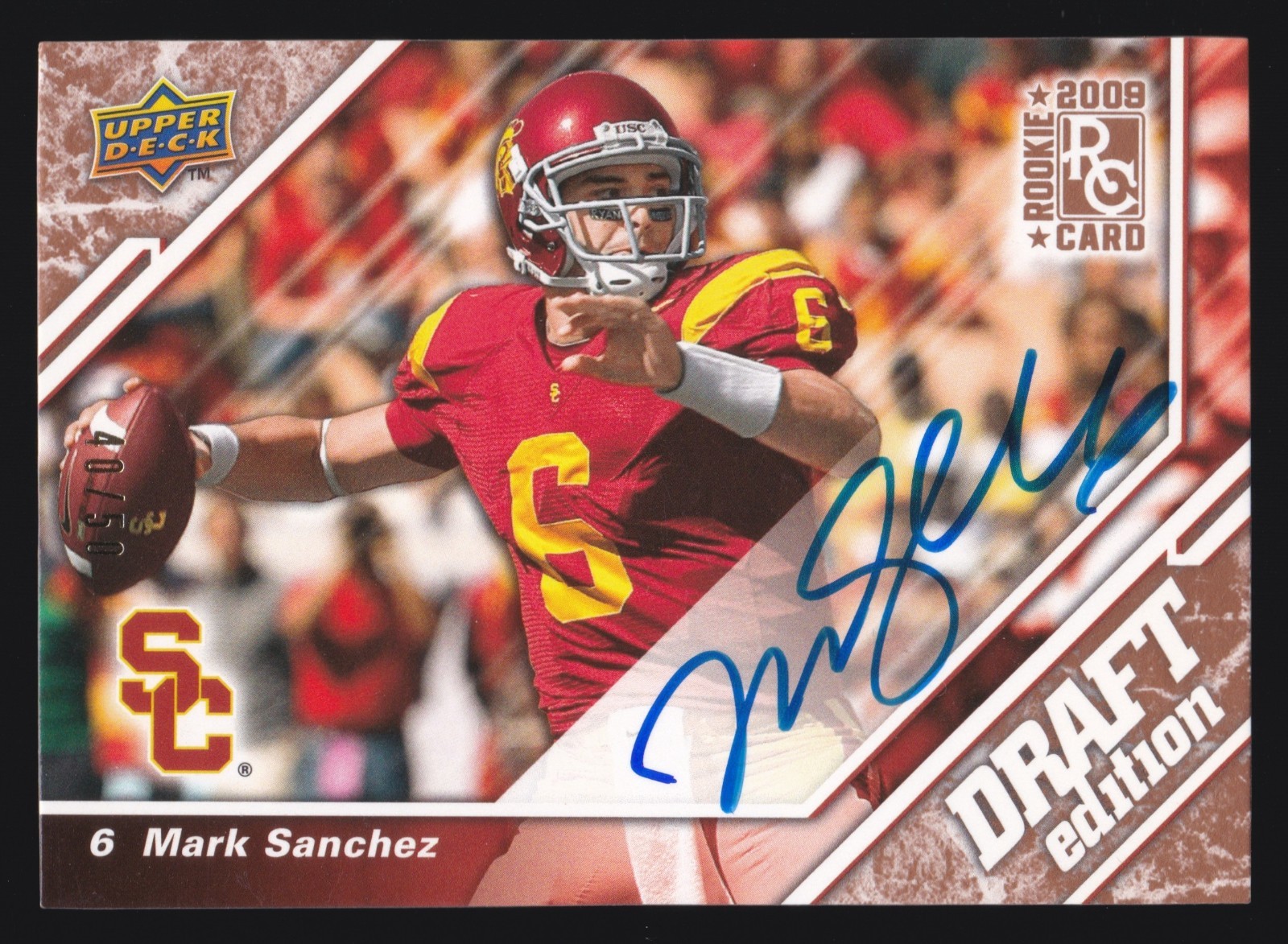 2009 Upper Deck Draft Mark Sanchez Auto #102 Rookie Autographs Copper #/50 USC