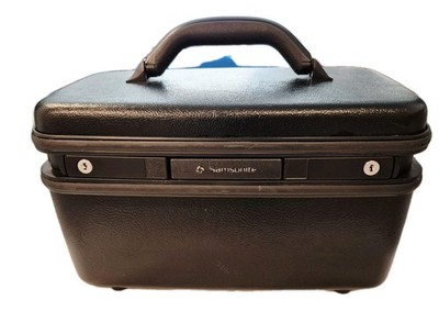 Vtg 80's Samsonite Silhouette 4 Hardcase Train Case Black Locking  With Key