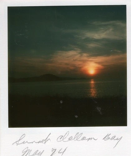 VINTAGE POLAROID PHOTO SUNRISE SUNSET DOLLAR BAY LANDSCAPE HORIZON WATER SKY - product listing photo