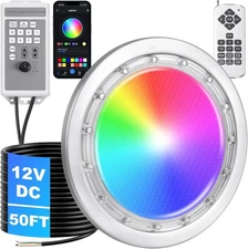 10" Led Pool Light for Inground Pool with Controller Remote & APP Control - NEW