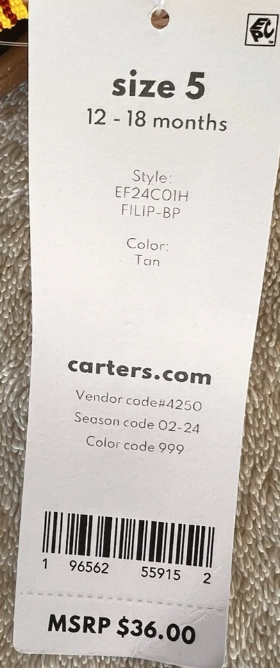 ¡NUEVO CON ETIQUETAS! Botines sin cordones Carter's Baby talla 5/bronceados/casuales y elegantes! Foto 2 de 4