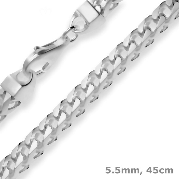 5,5Mm Fuchsschwanzkette Collier Halskette Aus 925 Silber Rhodiniert Matt 45Cm-image