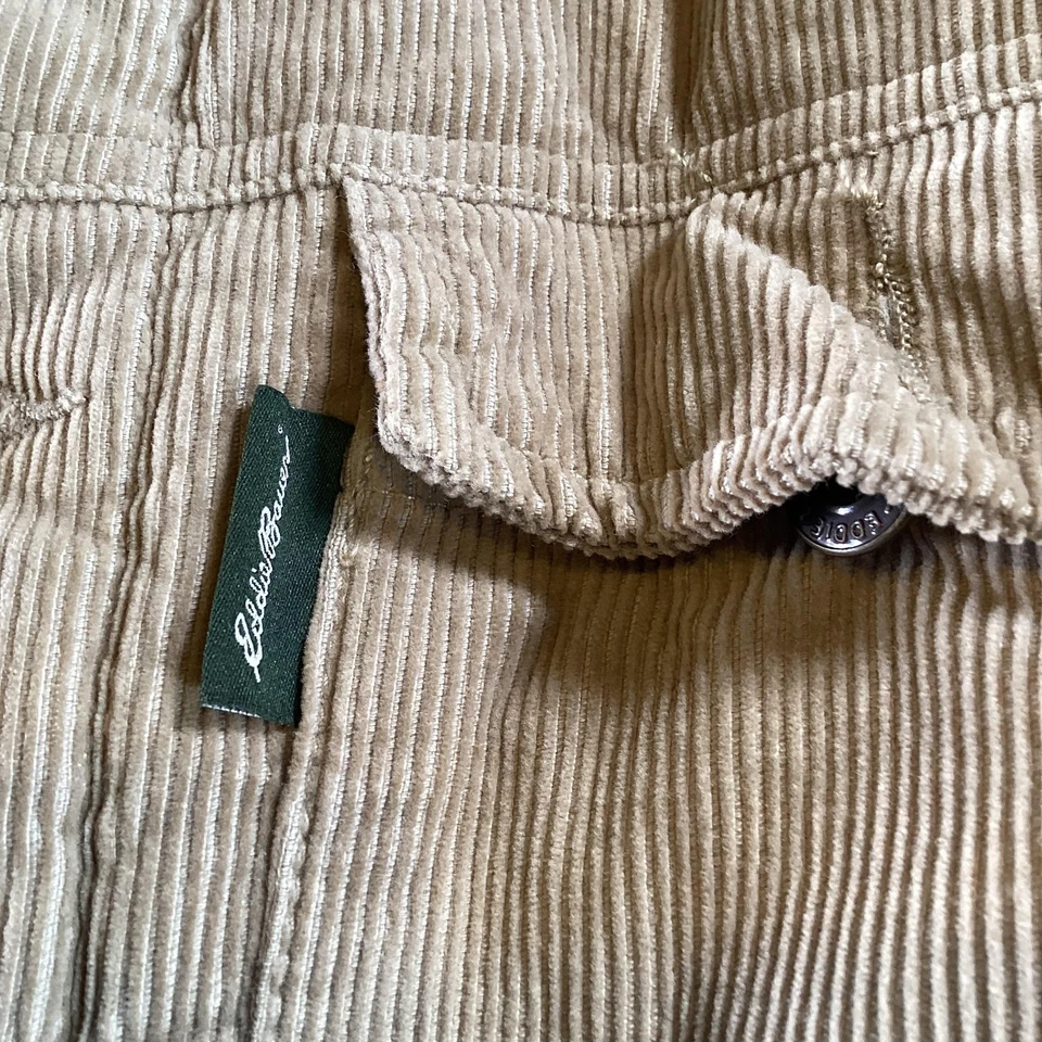 Chaqueta Eddie Bauer Para Hombres Grande Tostado Pana Sherpa Forrada Frente a Presión Abrigo de Granero Foto 3 de 4