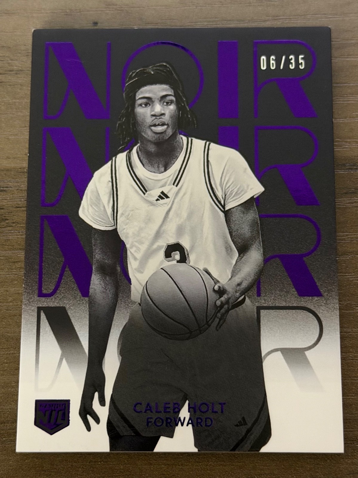 2025-26 Panini Noir Caleb Holt NIL Holo Purple # 6 /35 Arizona 5 Star!