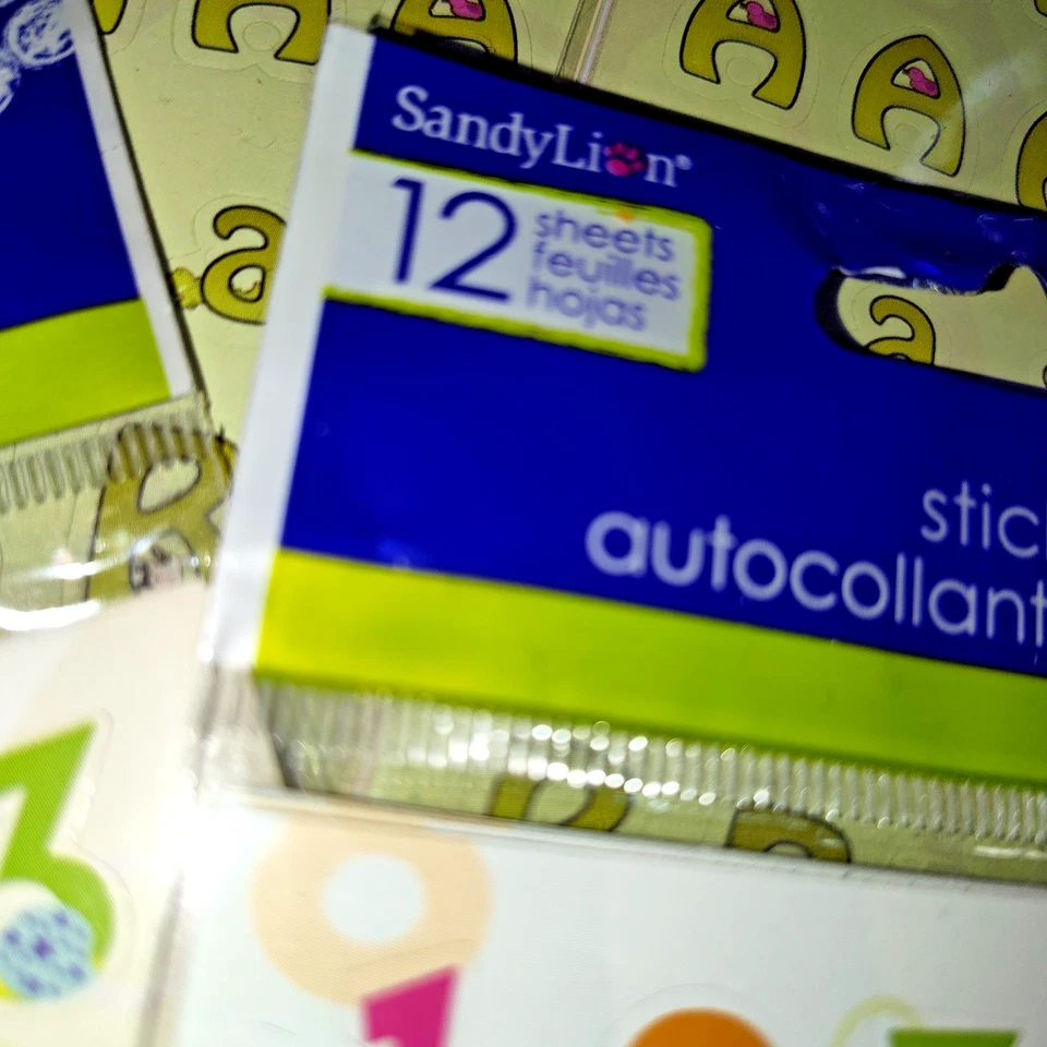 Lot of 5 SandyLion Stickers Alphabet Numbers Math Symbols 12 Sheets Each - Image 2 of 4