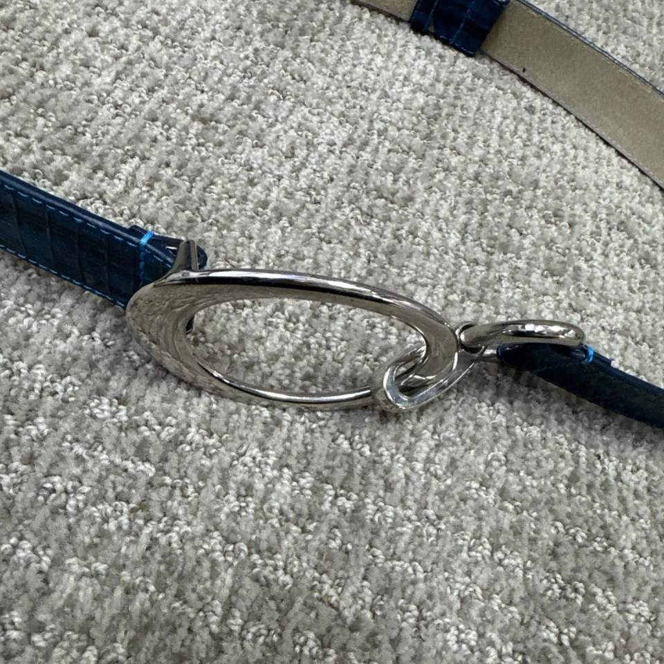 Cinturón White House Black Market azul cuero genuino para mujer talla XS/S Foto 3 de 4