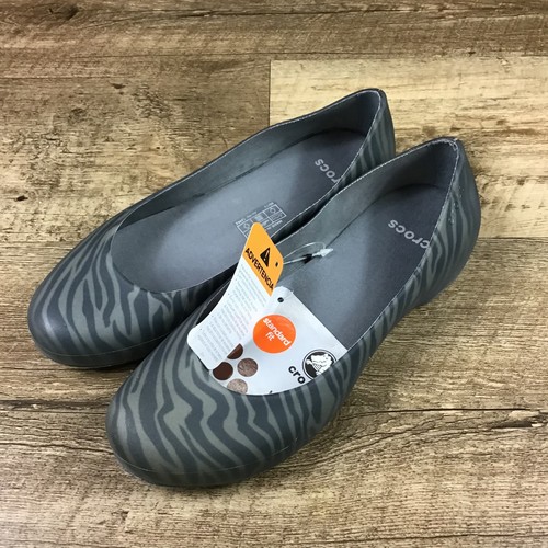 Neu mit Etikett Crocs Damengröße 5 schwarz/grau Zebramuster Ballerinas - Bild 8 von 9