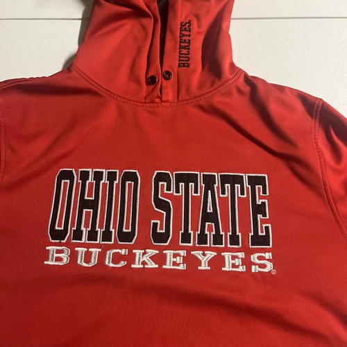VETEMENTS Ohio State Buckeyes Varsity Authentic Apparel Uomo Grande Pullover Felpa con Cappuccio Rosso