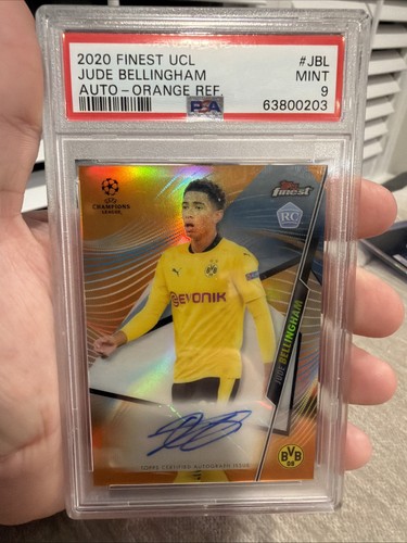 JUDE BELLINGHAM RC Auto /25 - 2020 Topps Finest UCL Orange Refractor (PSA 9)