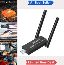 USB WiFi 6E Adapter AX5400Mbps Tri Band 6GHz 5GHz 2.4GHz Dual 5dBi Antennas USB