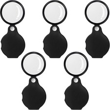 5PCS 10X Pocket Magnifying Glass Small Magnifying Glass with Black Rotating Prot