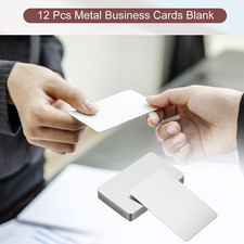 0.3mm Stainless Steel Metal Business Cards, 12 Pack Blank Name Card Laser Eng...