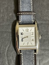 Rare COACH CONVENAIT SQUARE TANK White Texture Dial Swiss Made Vintage Men Watch