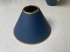Set of 6 Metal Chandlier Lamp Shades Blue w/Gold Trim 3.5"h by 6"w