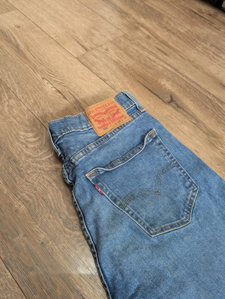 Levi's 505 Men's Straight Fit Blue Denim Jeans Medium Wash W34 L36, photo 2 of 5