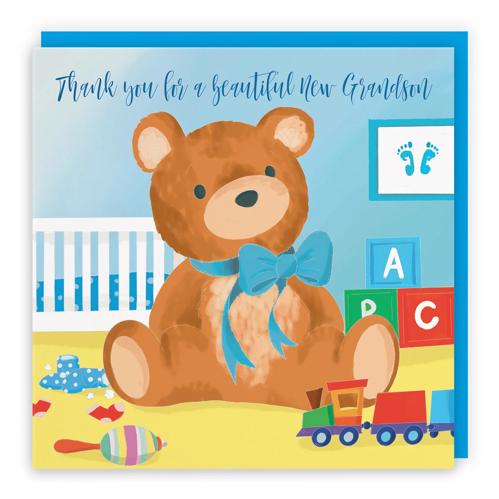 Thank You For A Beautiful New Grandson Card Teddy Bear Classic