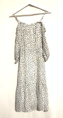 Paris Atelier & Other Stories Dress 4 Polka Dot Cold Shoulder Midi Aline Boho