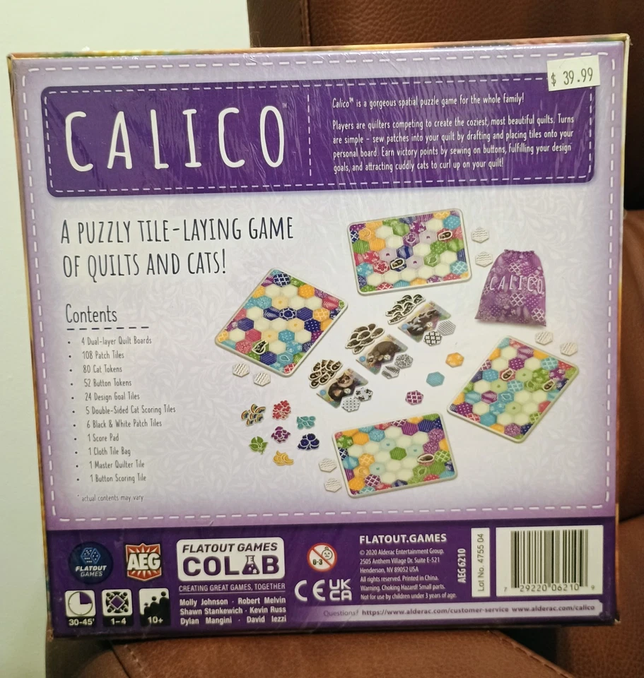 Calico 棋盘游戏空间拼图瓷砖铺设游戏 AEG & Flatout 游戏 - 全新 — 第 2/4 张图片