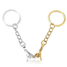 2Pcs Matching Couple Keychain Gifts for Boyfriend Large, Gold silver
