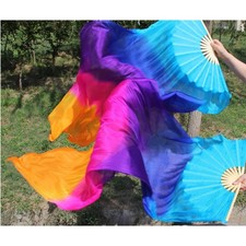 1 Paar Bauchtanz-F&auml;cherschleier, 180 cm Seide, handgefertigte Requisiten,