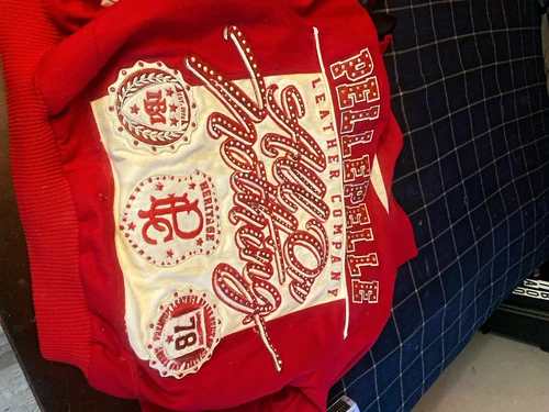 Pelle Pelle All or Nothing Red Bomber Jacket 2XL Wool Blend Full Zip Logo - product listing photo