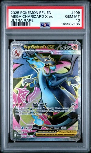 2025 POKEMON PFL EN-PHANTASMAL FLAMES ULTRA RARE #109 MEGA CHARIZARD X EX PSA 10