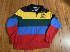 TOMMY HILFIGER X KITH COLORBLOCK LOGO 1/4 QUARTER ZIP PULLOVER LS TOP SZ Small