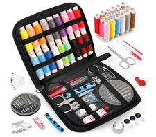 Coquimbo Sewing Kit for Beginners & Travel – Thread, Needles, Scissors,Black (M)
